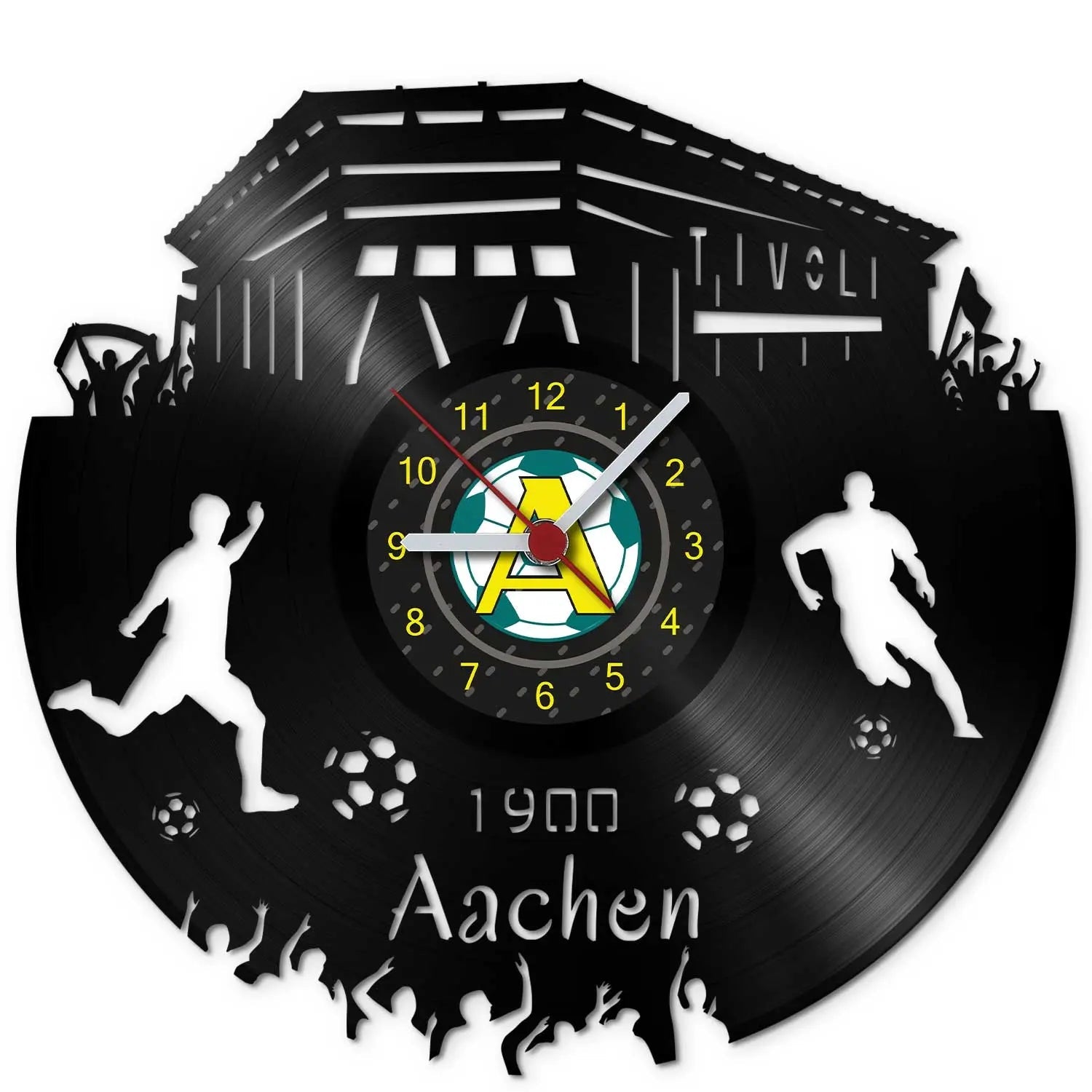 Fussball Wanduhr aus Vinyl Vereinsliebe Aachen