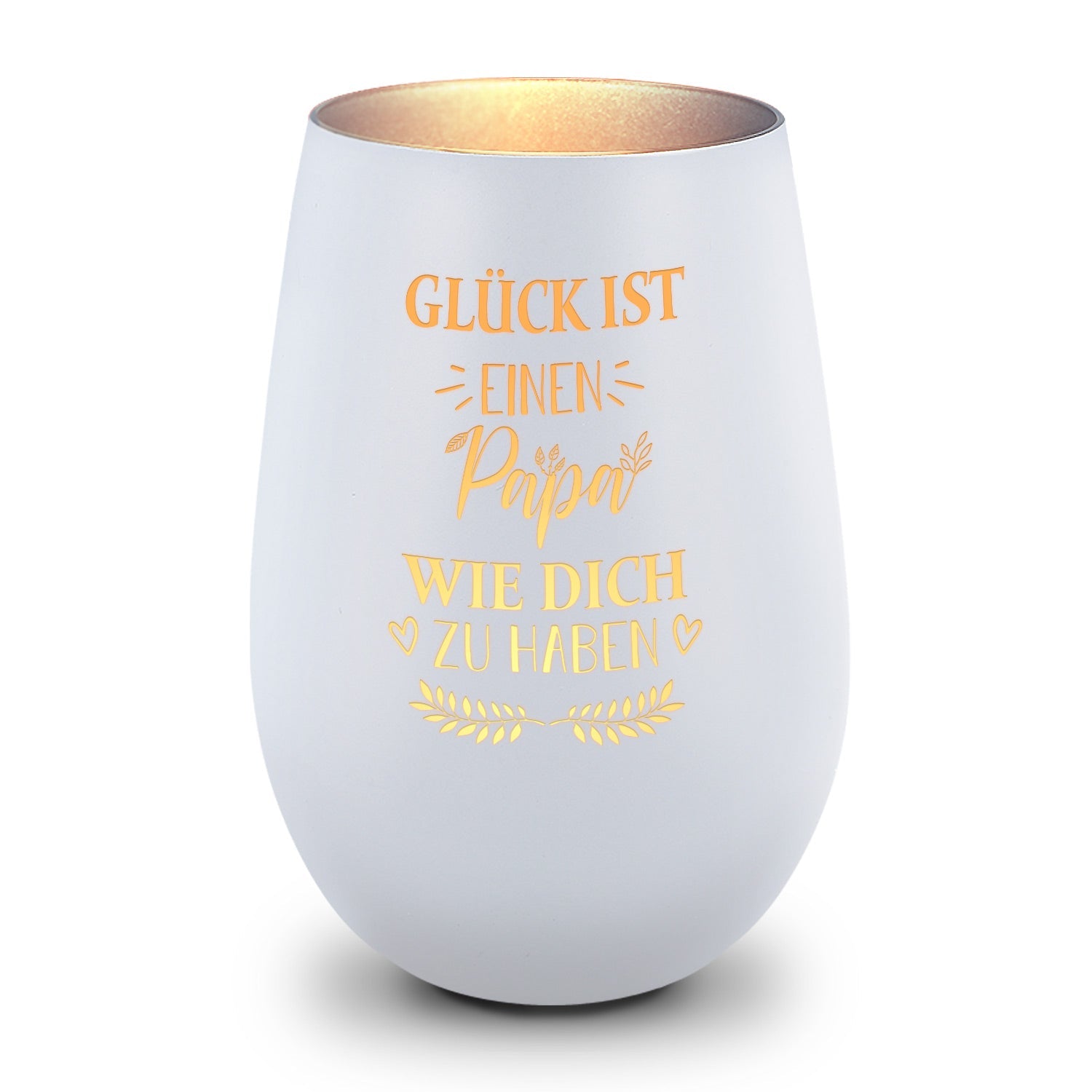 Deko Windlicht aus Glas mit Gravur - Glück ist einen Papa wie Dich zu haben