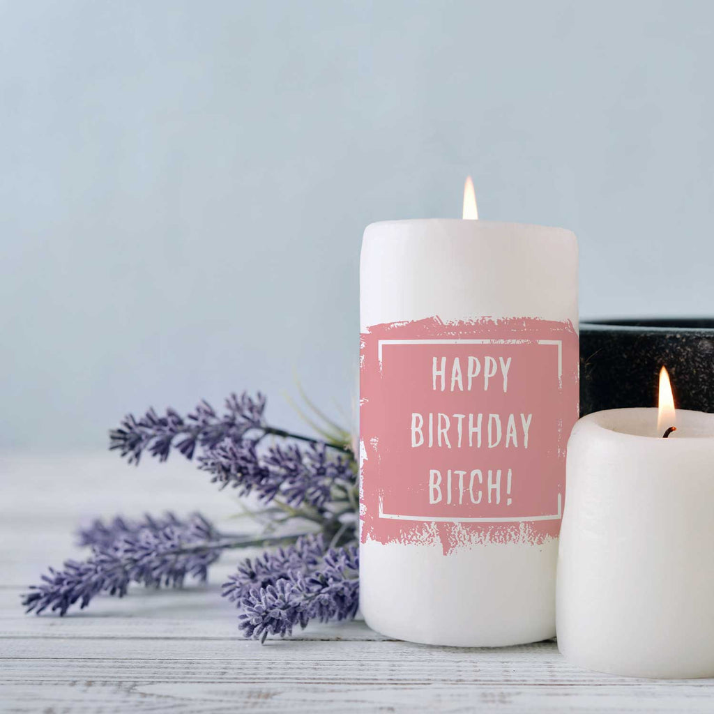 Kleine Kerze mit Spruch "Happy Birthday Bitch!"