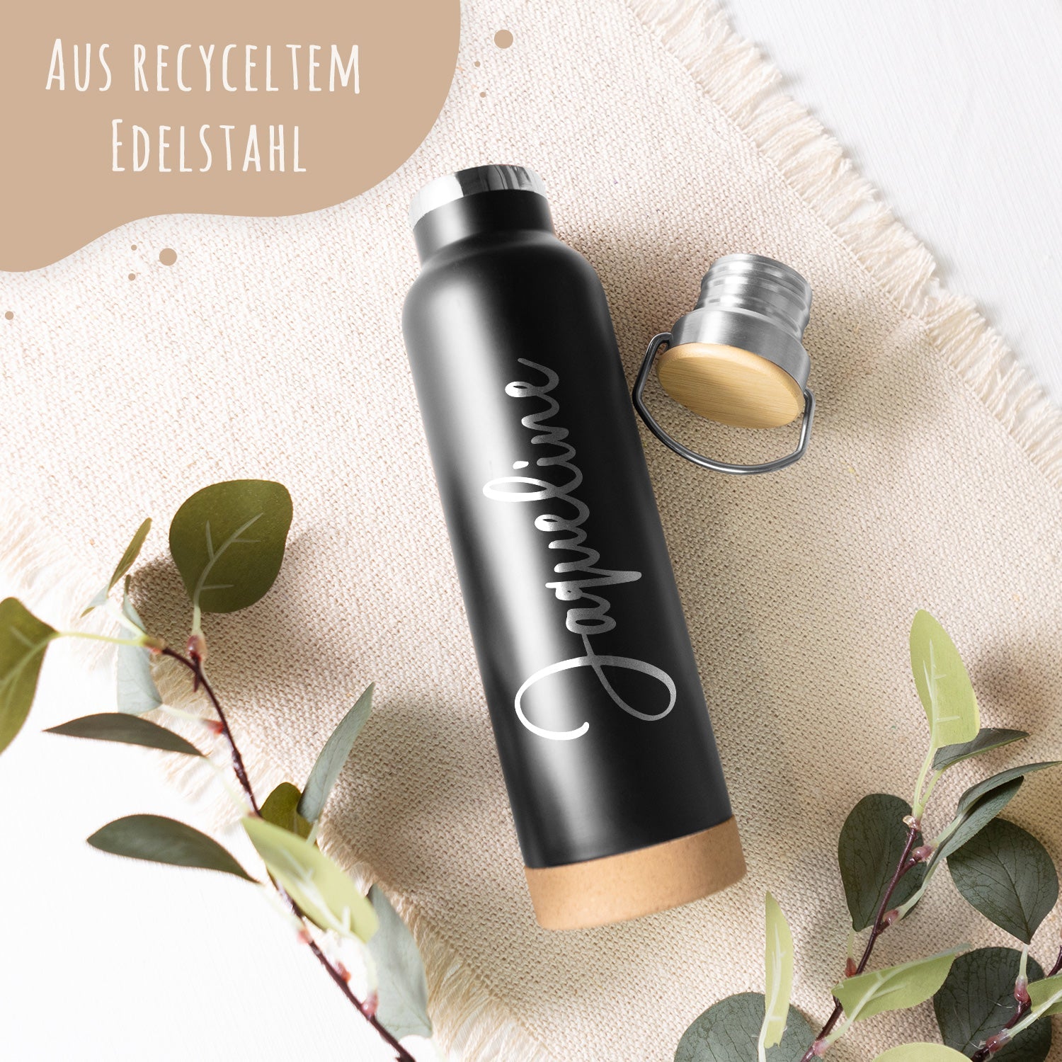 Gravierte Trinkflasche aus Edelstahl - Wunschname