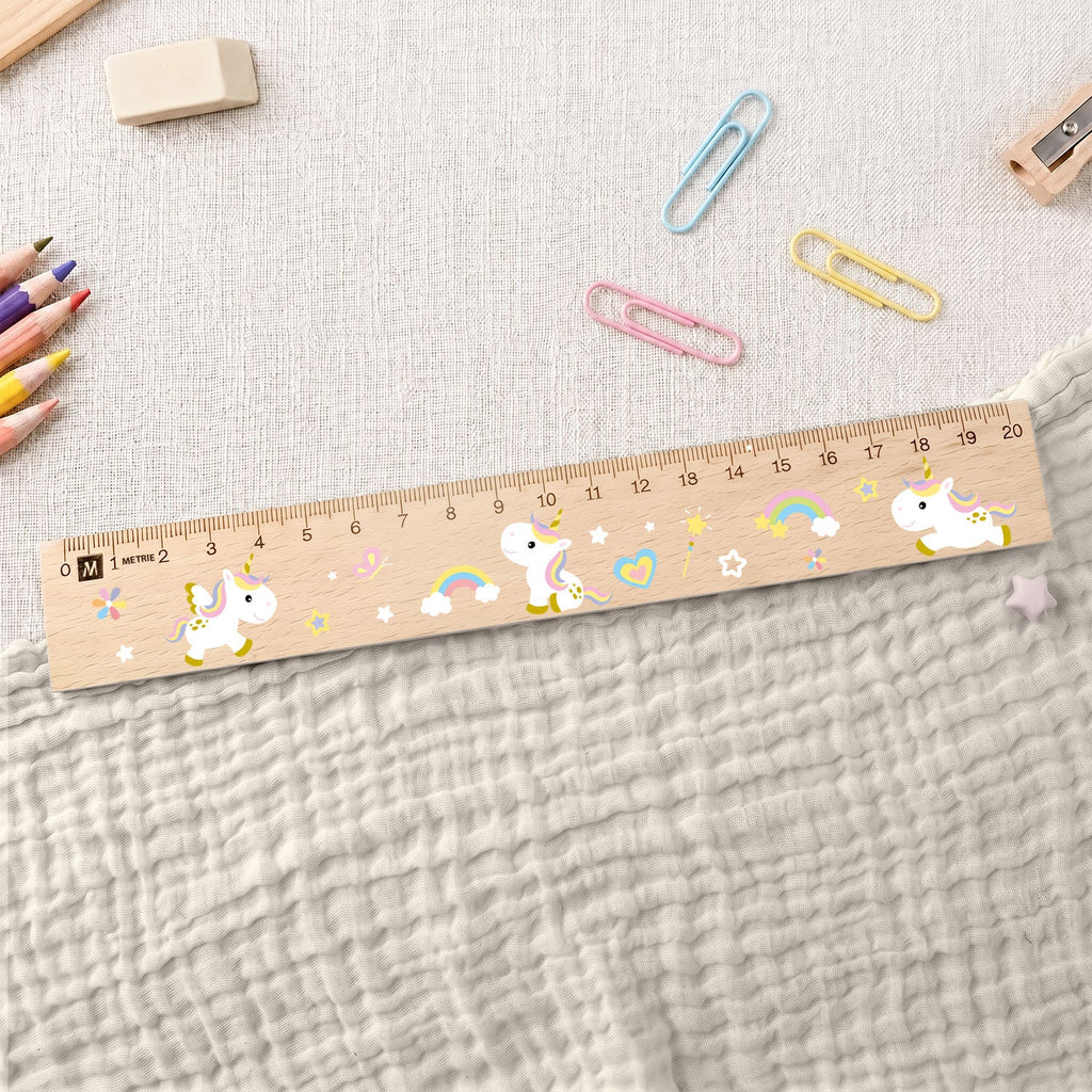 Lineal zur Einschulung im Einhörner Design für Kinder aus Holz