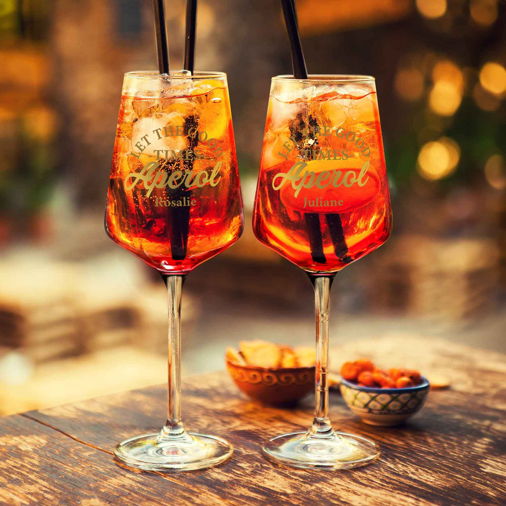 Leonardo Weinglas mit UV-Druck - "Let the  good times Aperol" mit Namen