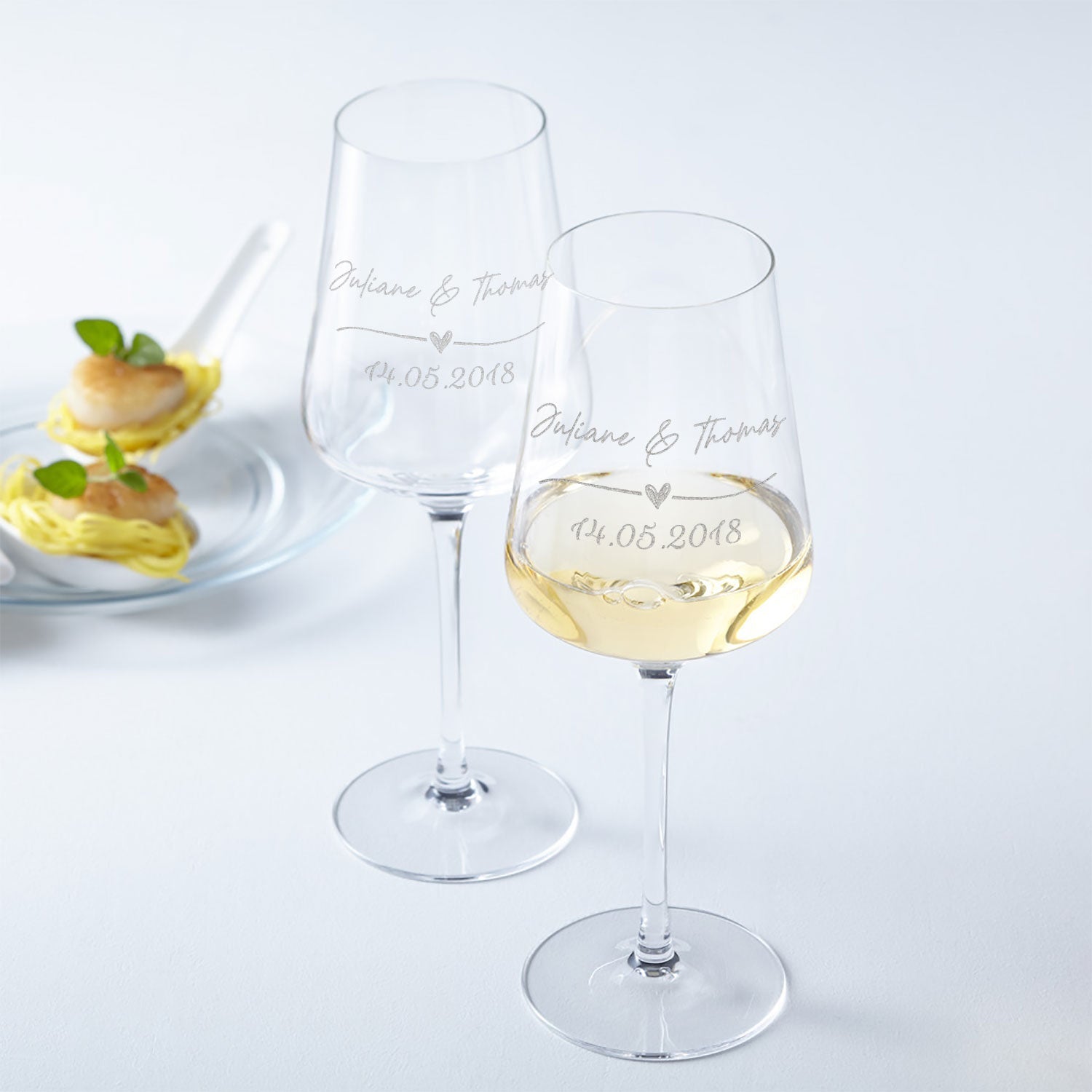 Leonardo Gläser mit Gravur im "Wedding Love" Design als Set
