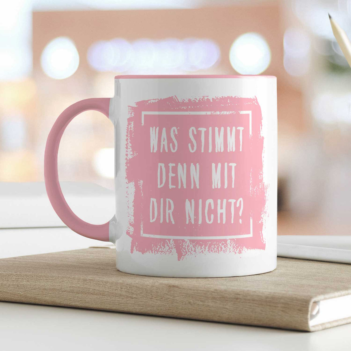 Bedruckte Tasse mit Spruch - "Was stimmt denn mit Dir nicht?"