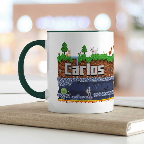 Bedruckte Tasse mit "Pixelerde" Motiv