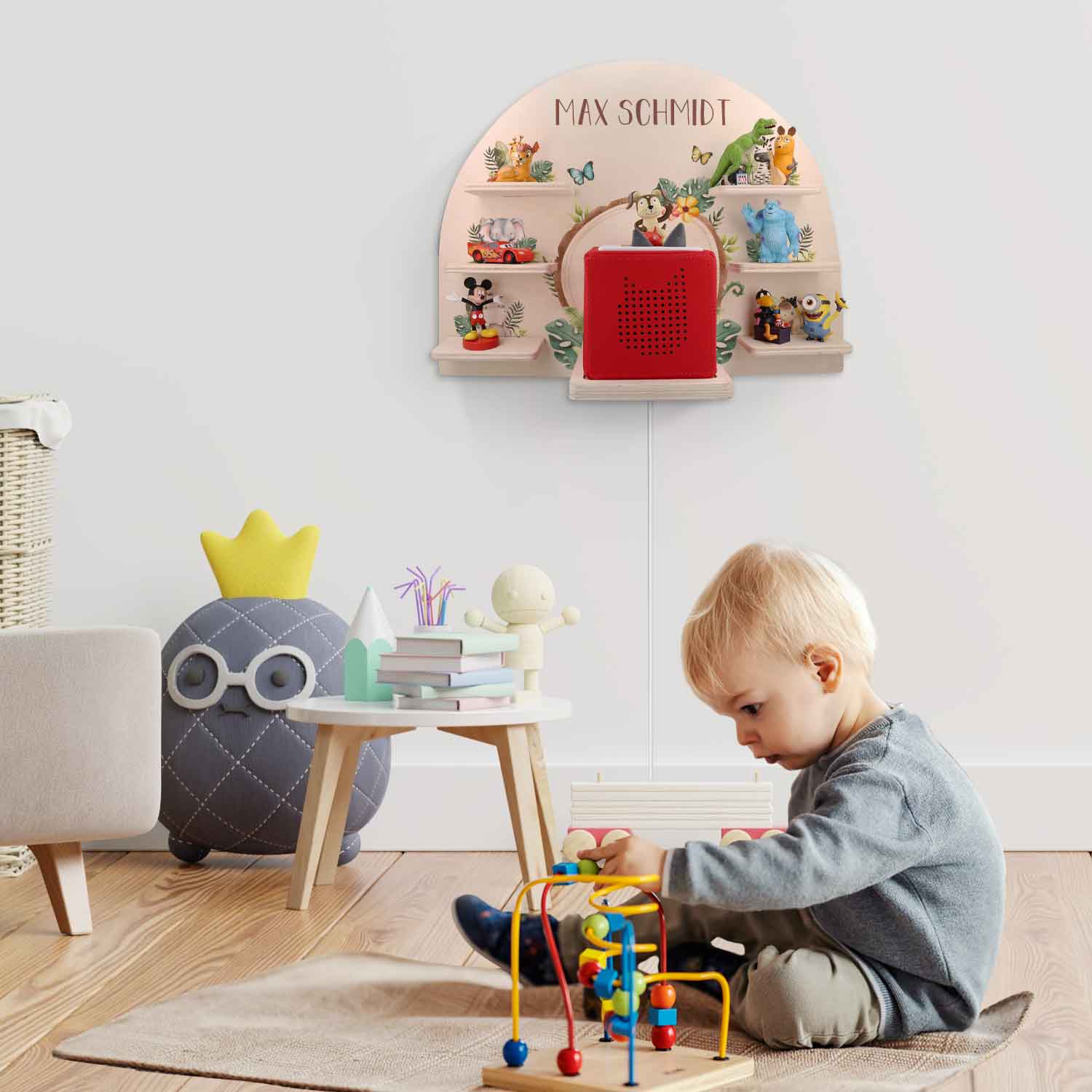 Toniebox Regal für Kinderzimmer - Tiergruppe Safari - Personalisiert mit Namen