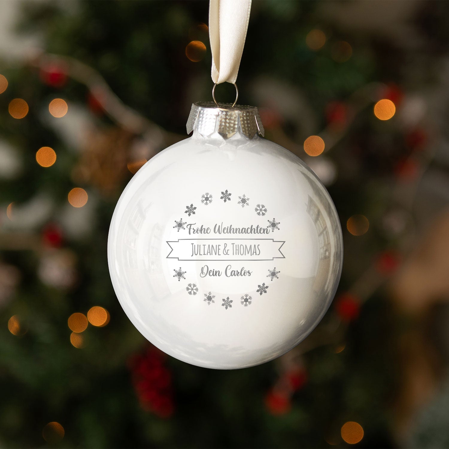 Gravierte Weihnachtskugel mit Wunschtext