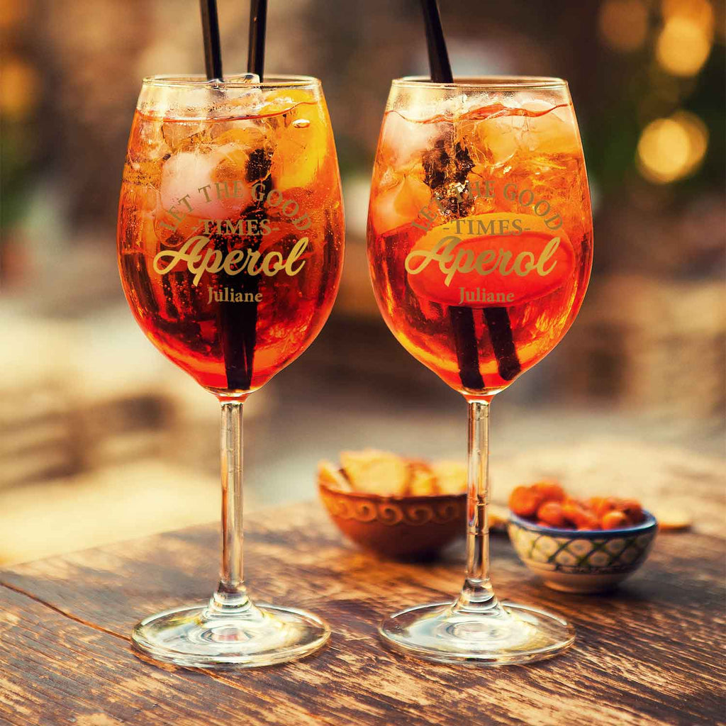 Leonardo Weinglas mit UV-Druck - "Let the  good times Aperol" mit Namen