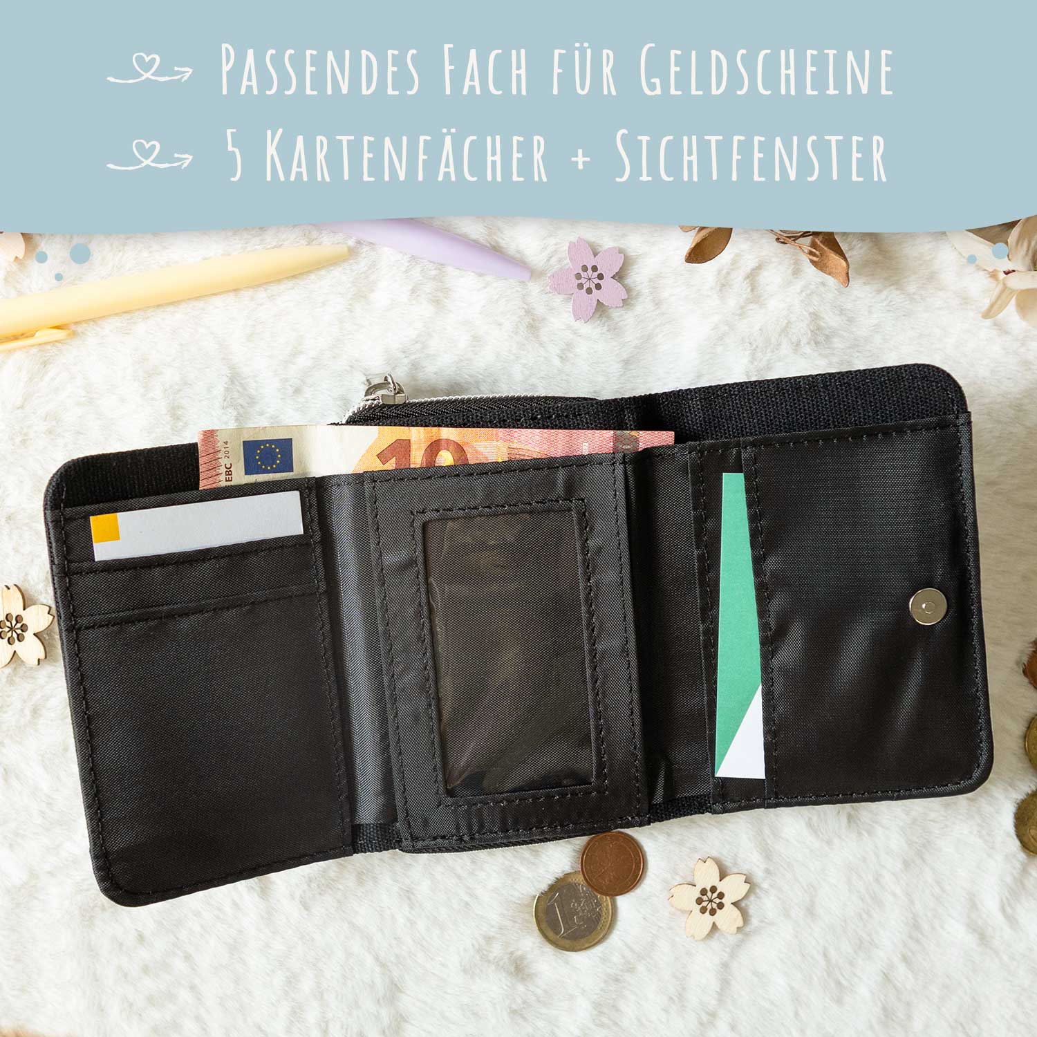 Bedruckte Geldbörse für Kinder im Ninja Design