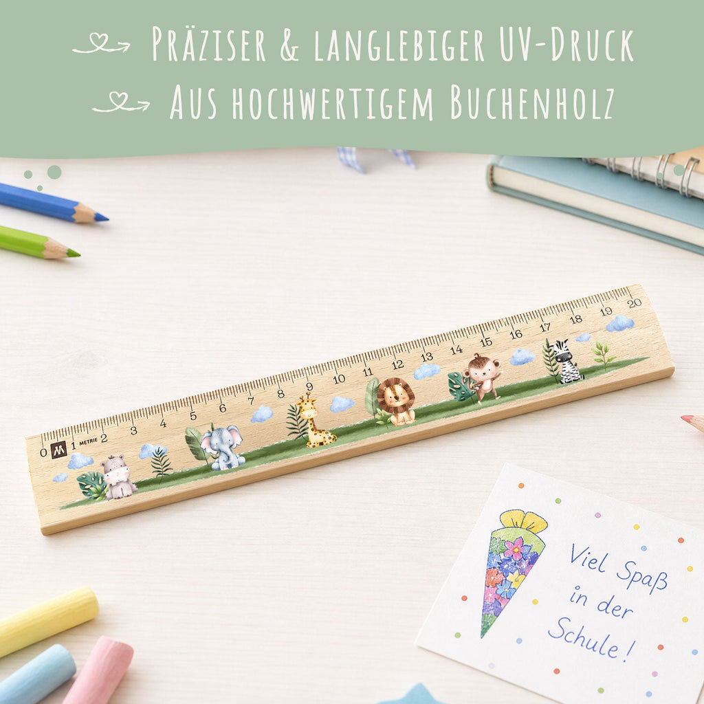 Lineal zur Einschulung im Tiere Design für Kinder aus Holz