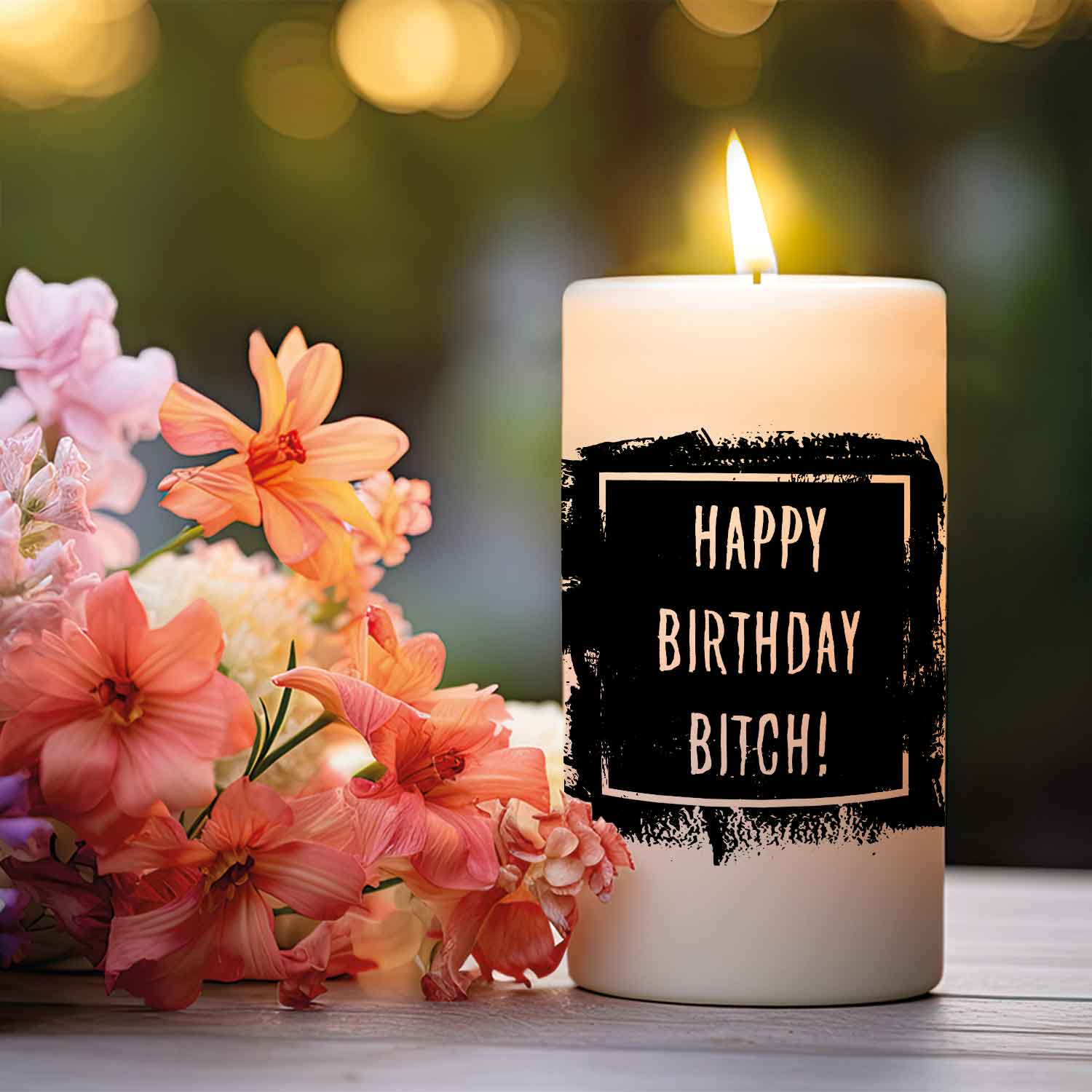 Kleine Kerze mit Spruch "Happy Birthday Bitch!"