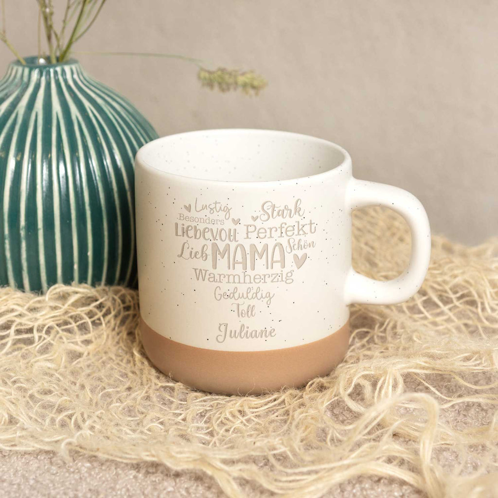 Gravierte Steingut Tasse - Mama Collage