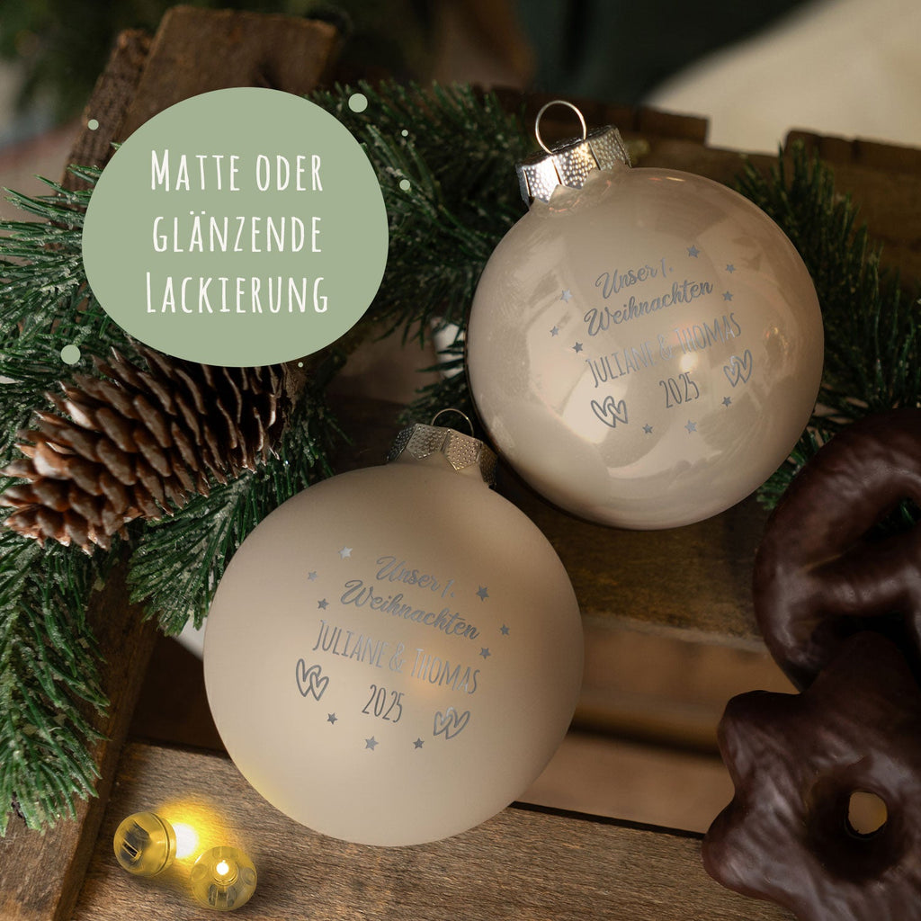 Gravierte Weihnachtskugel - Unser erstes Weihnachten für Paare