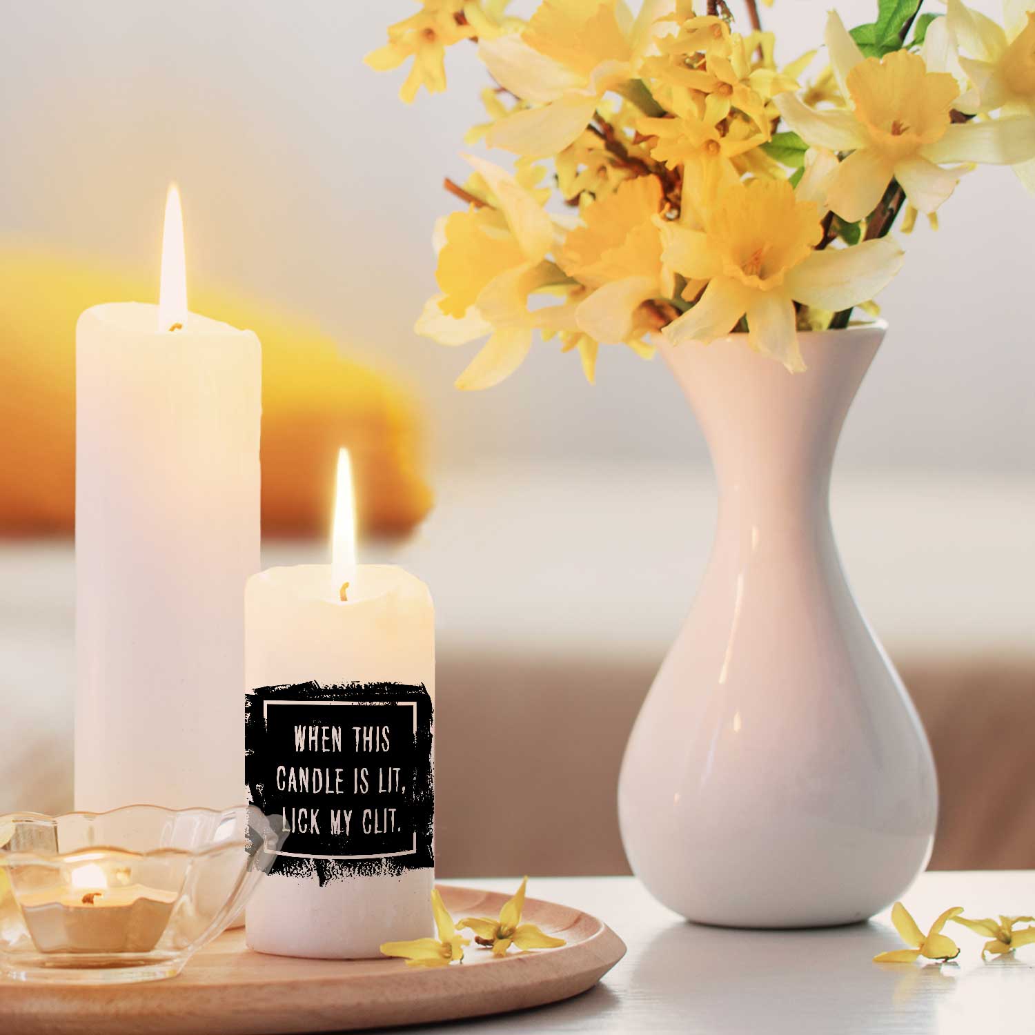 Kleine Kerze mit Spruch "When this Candle is lit"