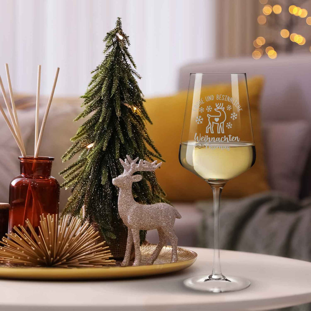 Leonardo Puccini Weinglas mit Gravur - "Frohe und besinnliche Weihnachten"