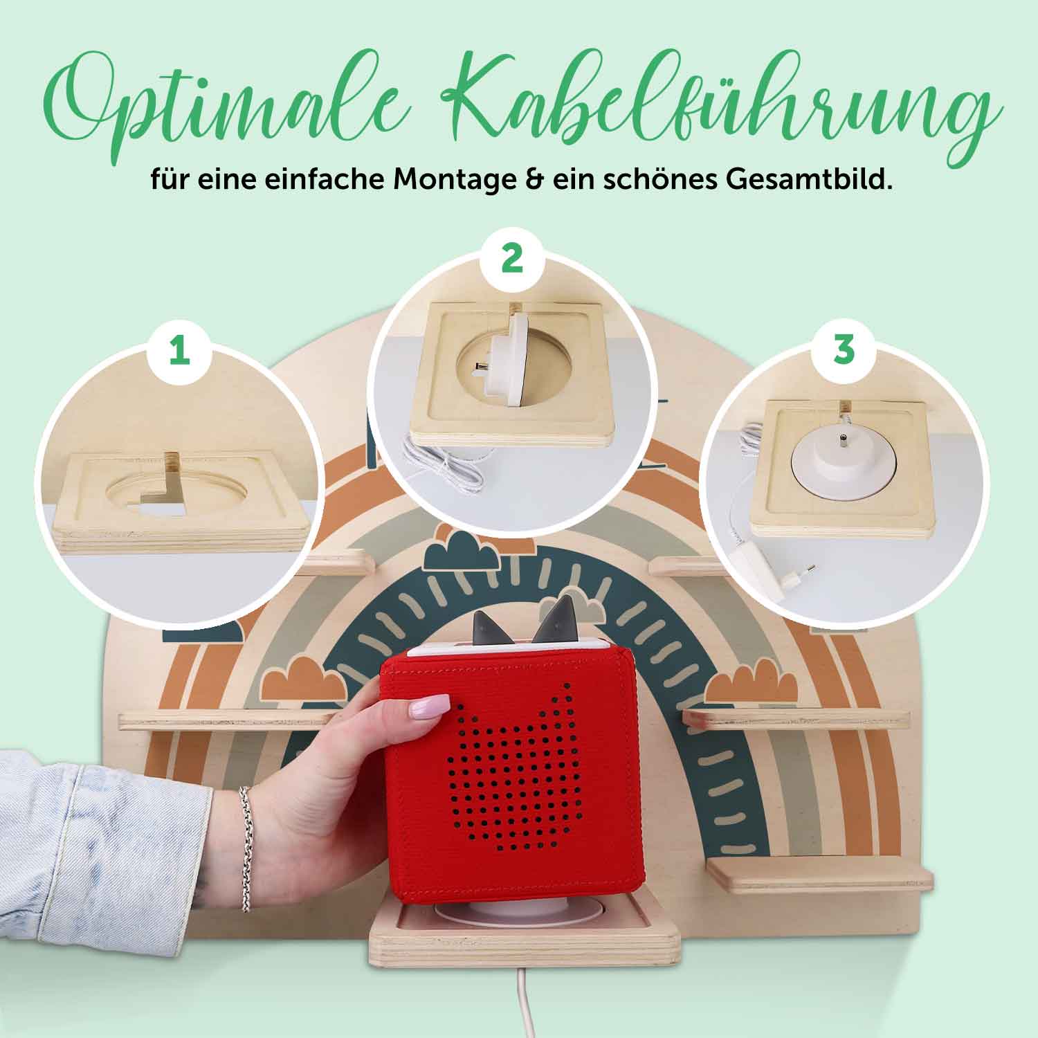 Toniebox Regal für Kinderzimmer - Regenbogen - Personalisiert mit Namen