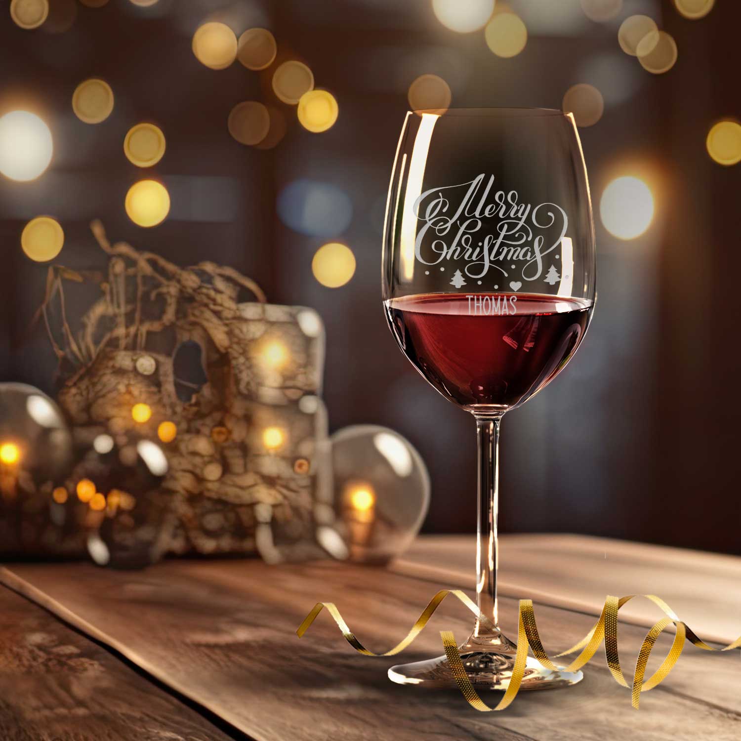 Leonardo Weinglas mit Gravur "Merry Christmas Lettering"