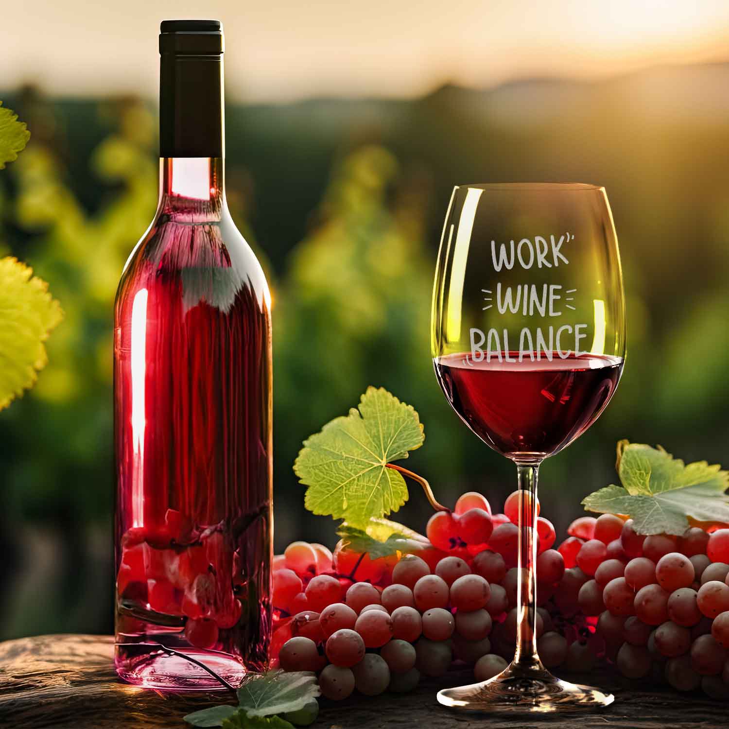 Leonardo Weinglas mit Gravur "Work Wine Balance" Design