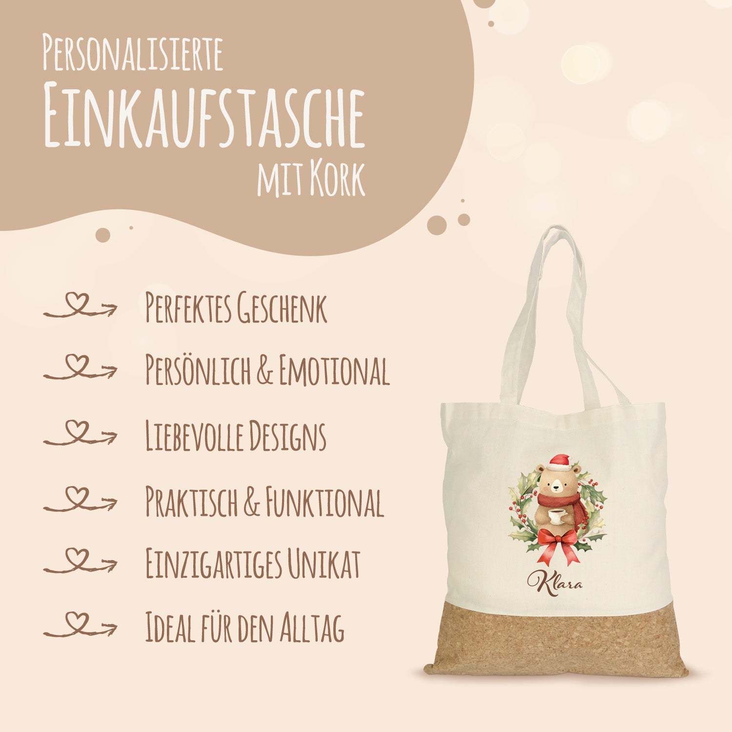Einkaufstasche Kork - Kranztiere
