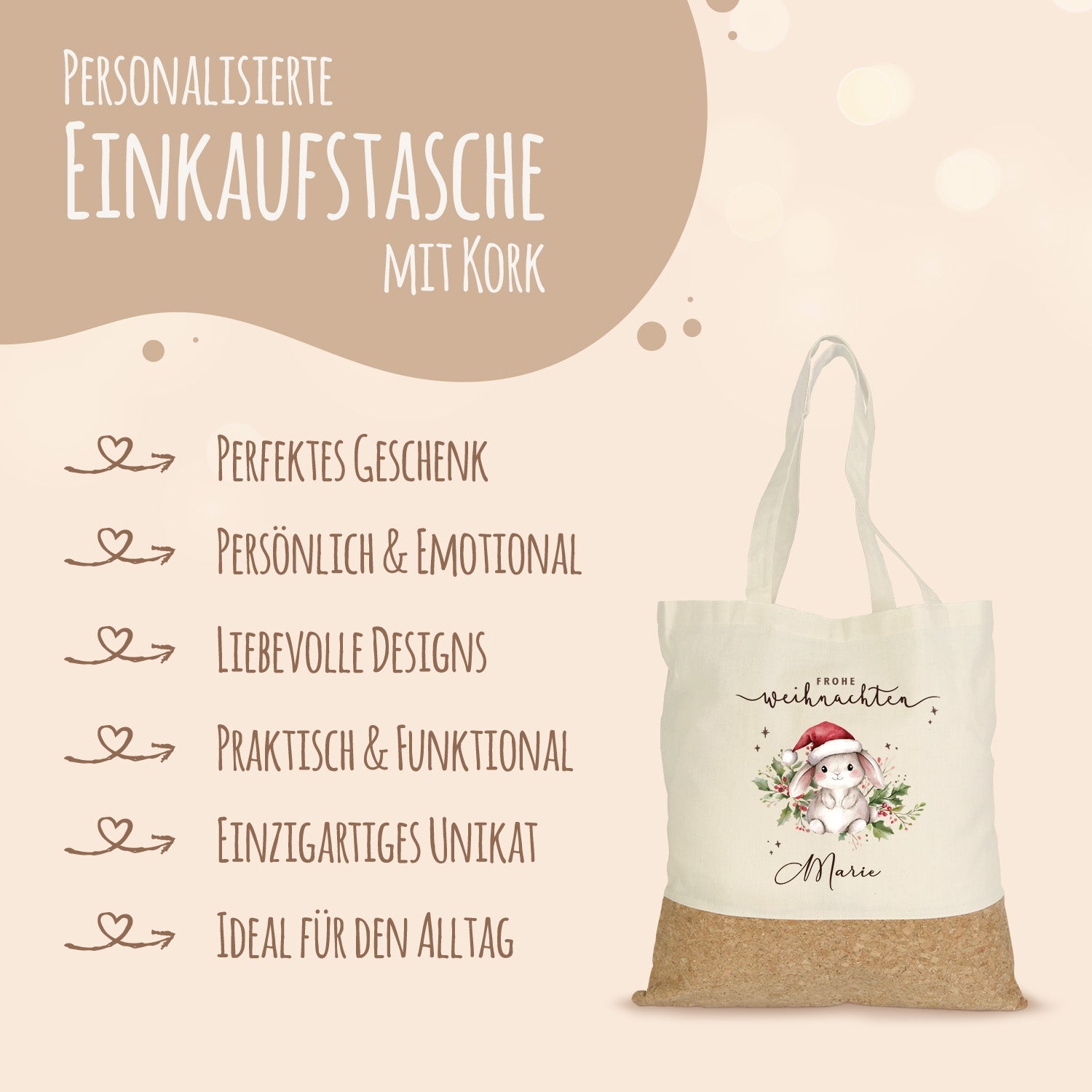 Einkaufstasche Kork - Wintergrün