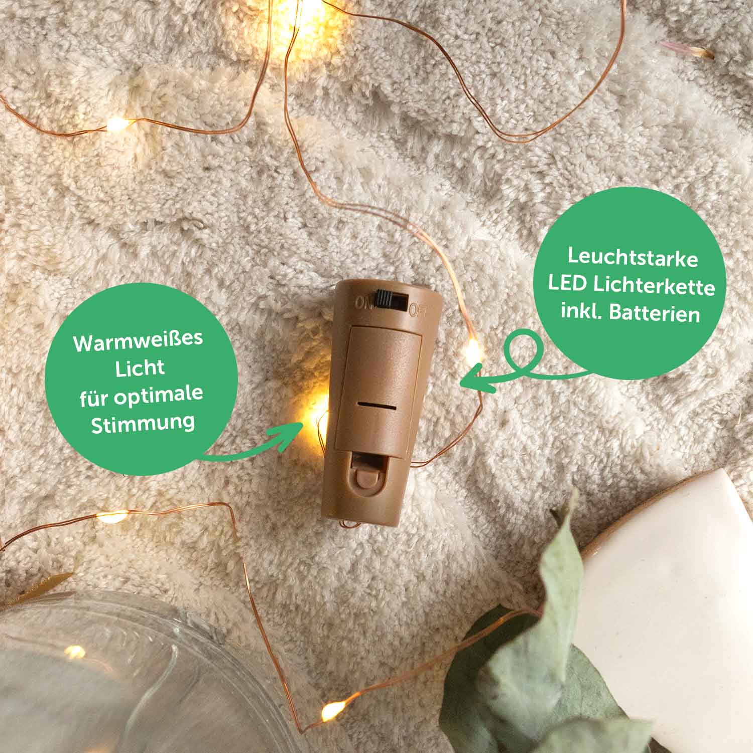 Flaschenlicht mit LED-Lichterkette und Gravur "Wedding"