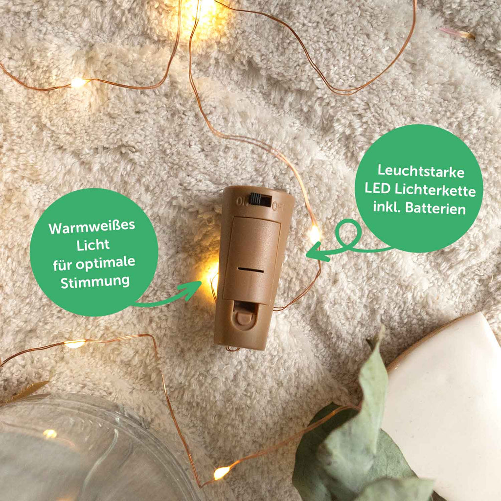 Flaschenlicht mit LED-Lichterkette und Gravur "Engel ohne Flügel"