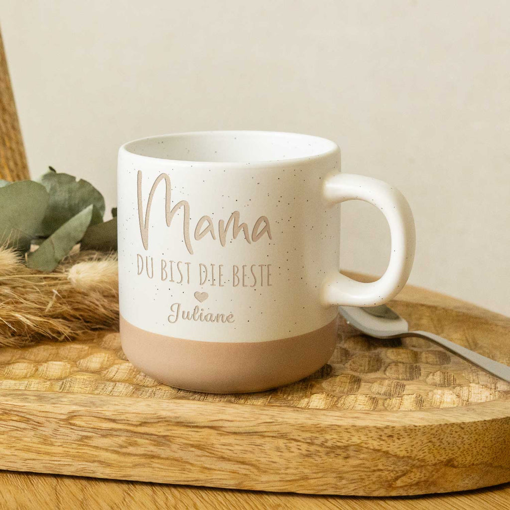 Gravierte Steingut Tasse - Mama Du bist die Beste