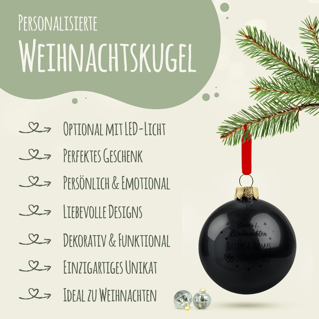 Gravierte Weihnachtskugel - Unser erstes Weihnachten für Paare