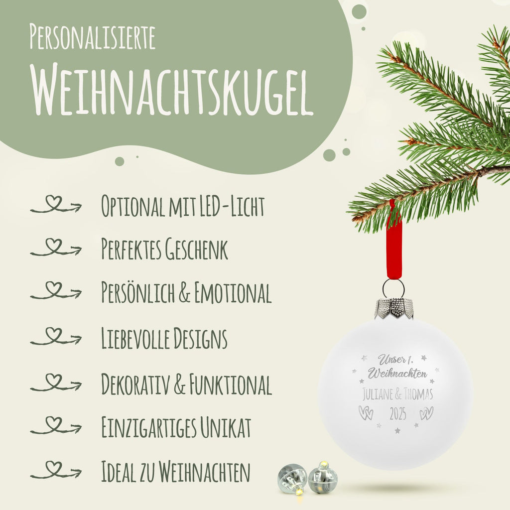 Gravierte Weihnachtskugel - Unser erstes Weihnachten für Paare