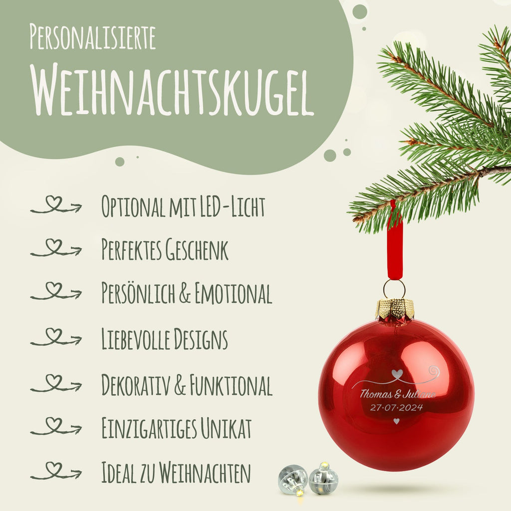 Gravierte Weihnachtskugel - Paar verliebt