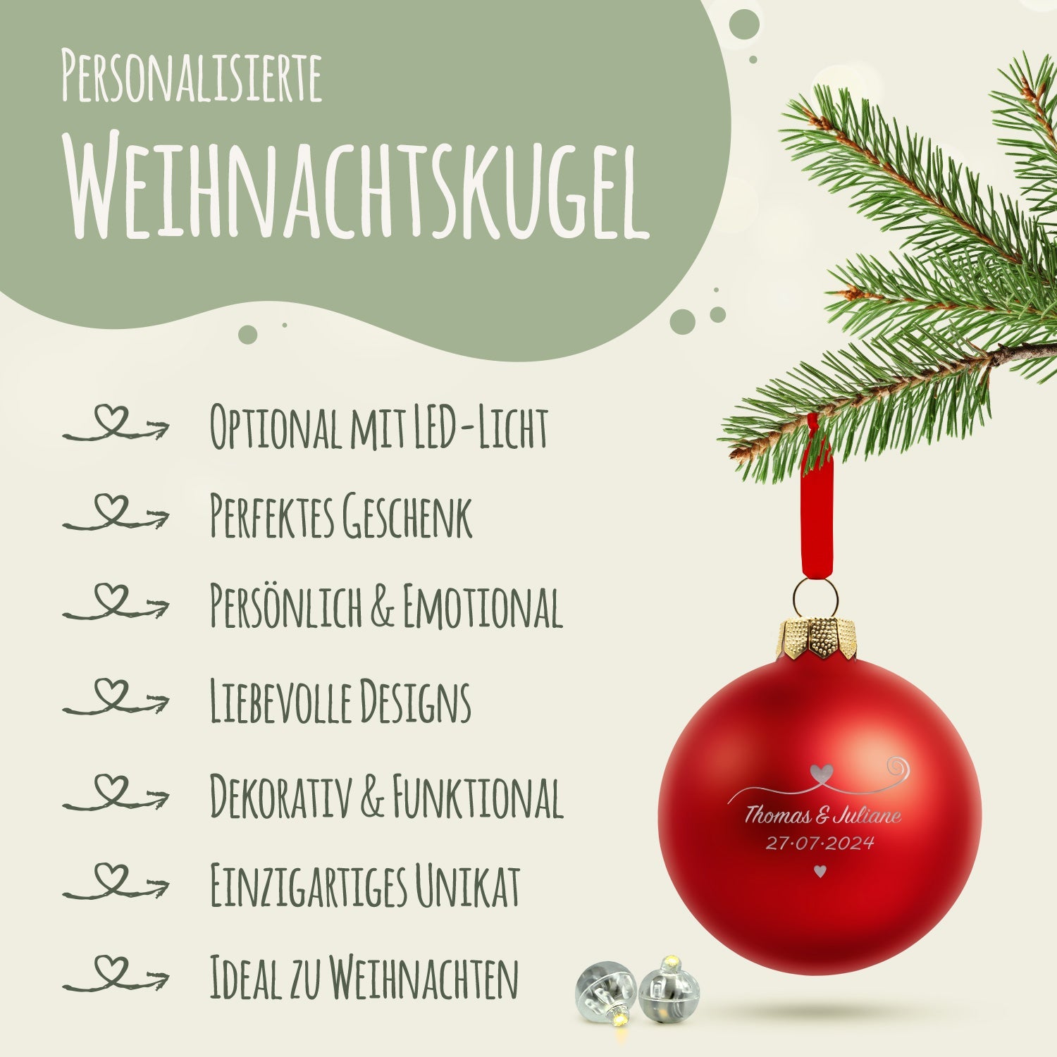 Gravierte Weihnachtskugel - Paar verliebt