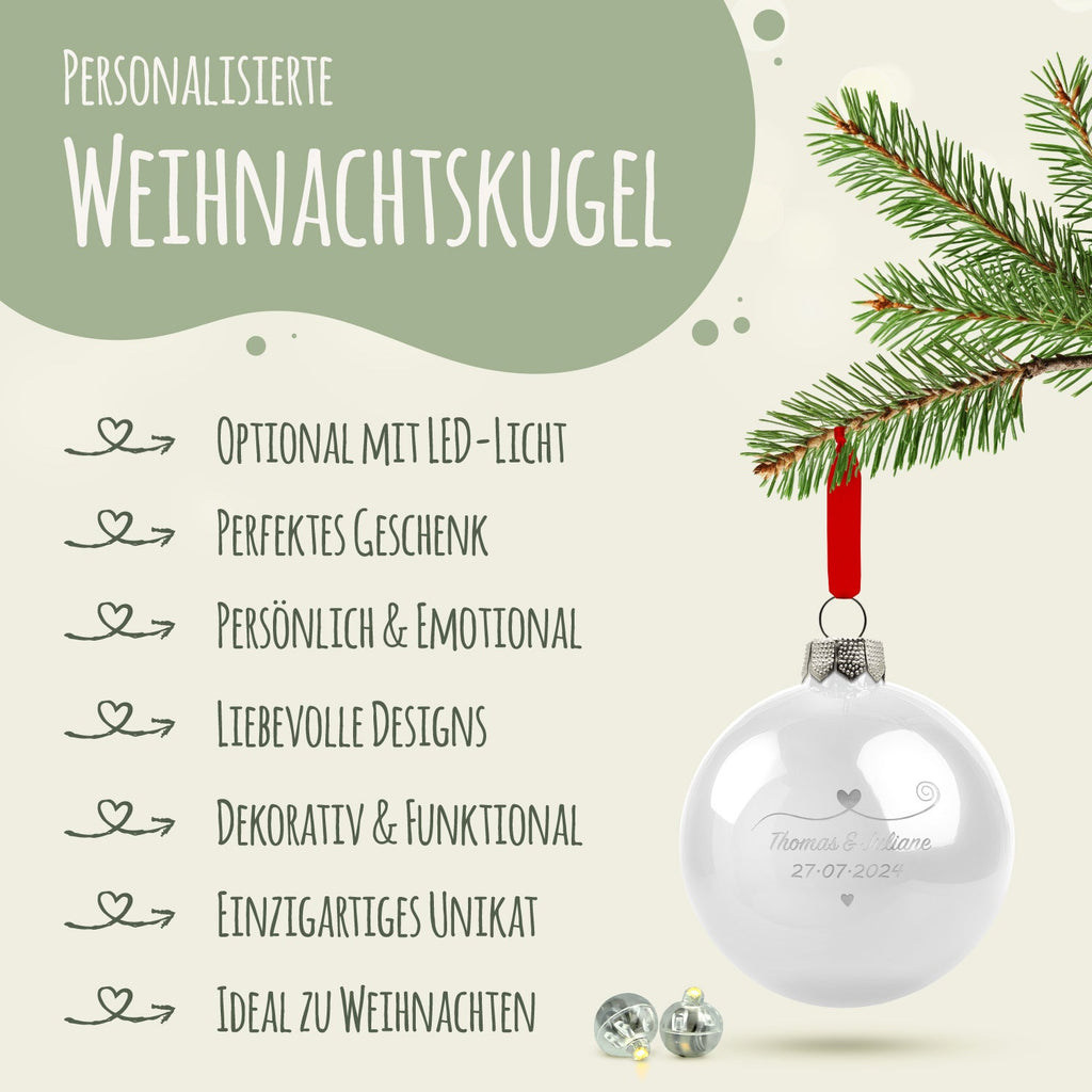 Gravierte Weihnachtskugel - Paar verliebt