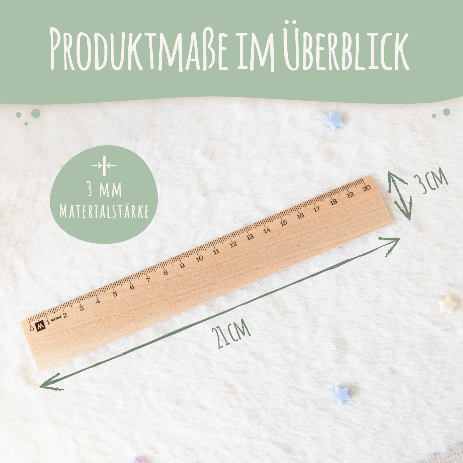 Lineal zur Einschulung im Monster Design für Kinder aus Holz