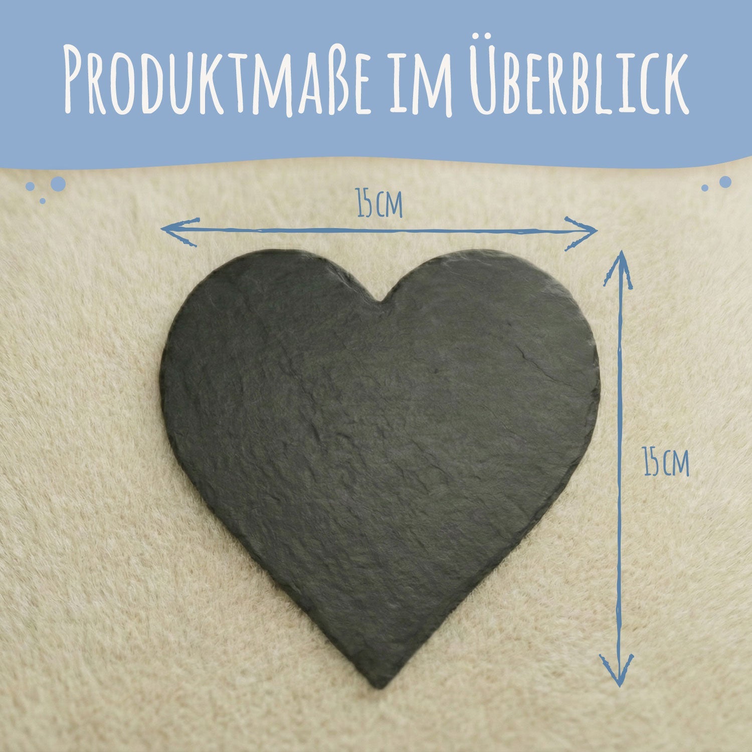 Bedrucktes Schieferherz - In Gedenken V1 - Personalisiertes Geschenk