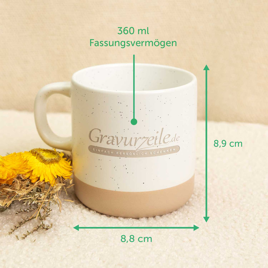 Gravierte Steingut Tasse - Wunschtext