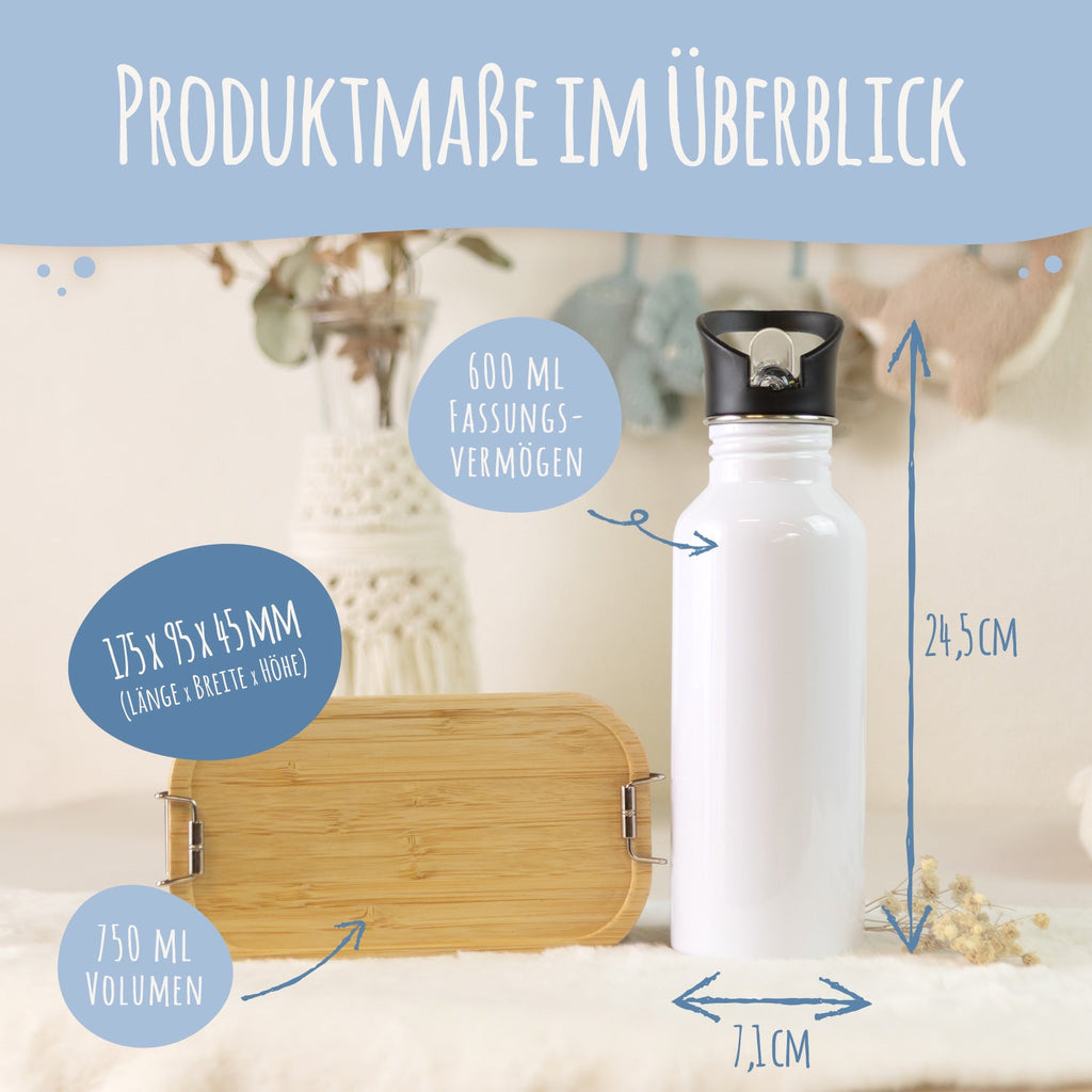 Bedruckte Brotdose & Trinkflasche im Set - Einhorn V2