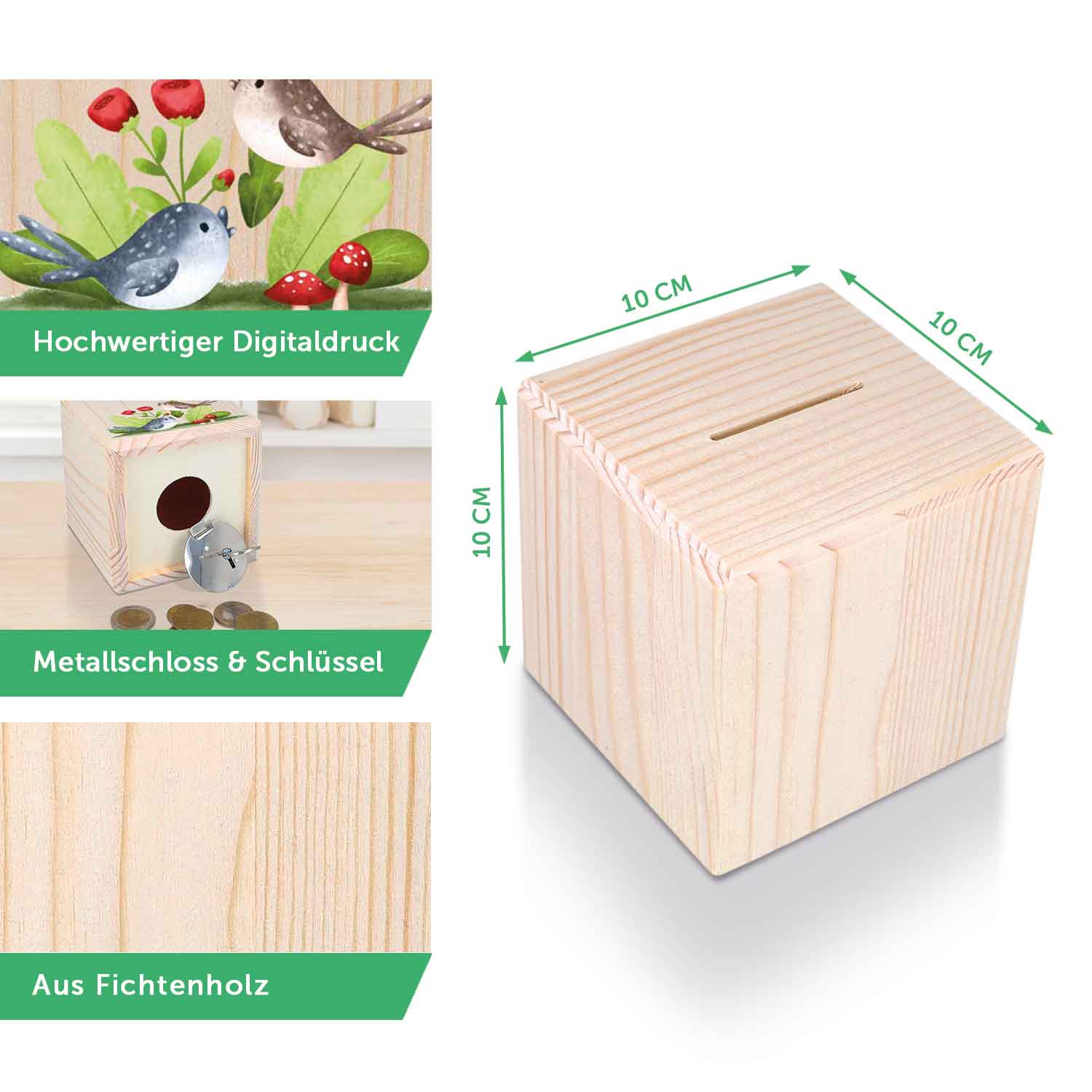 Spardose aus Holz - Tiere