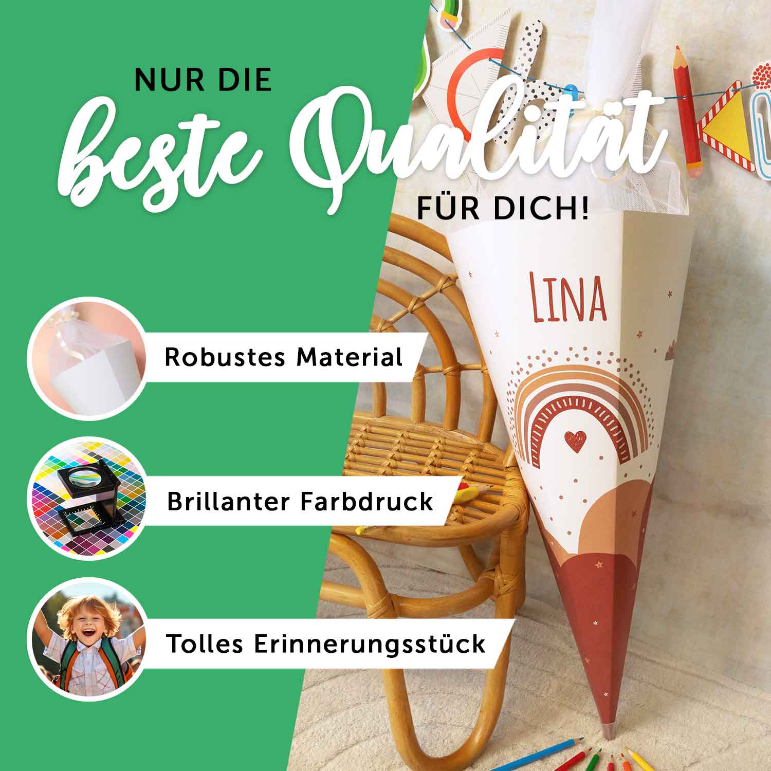 Bedruckte Schultüte mit Namen - Ballerina