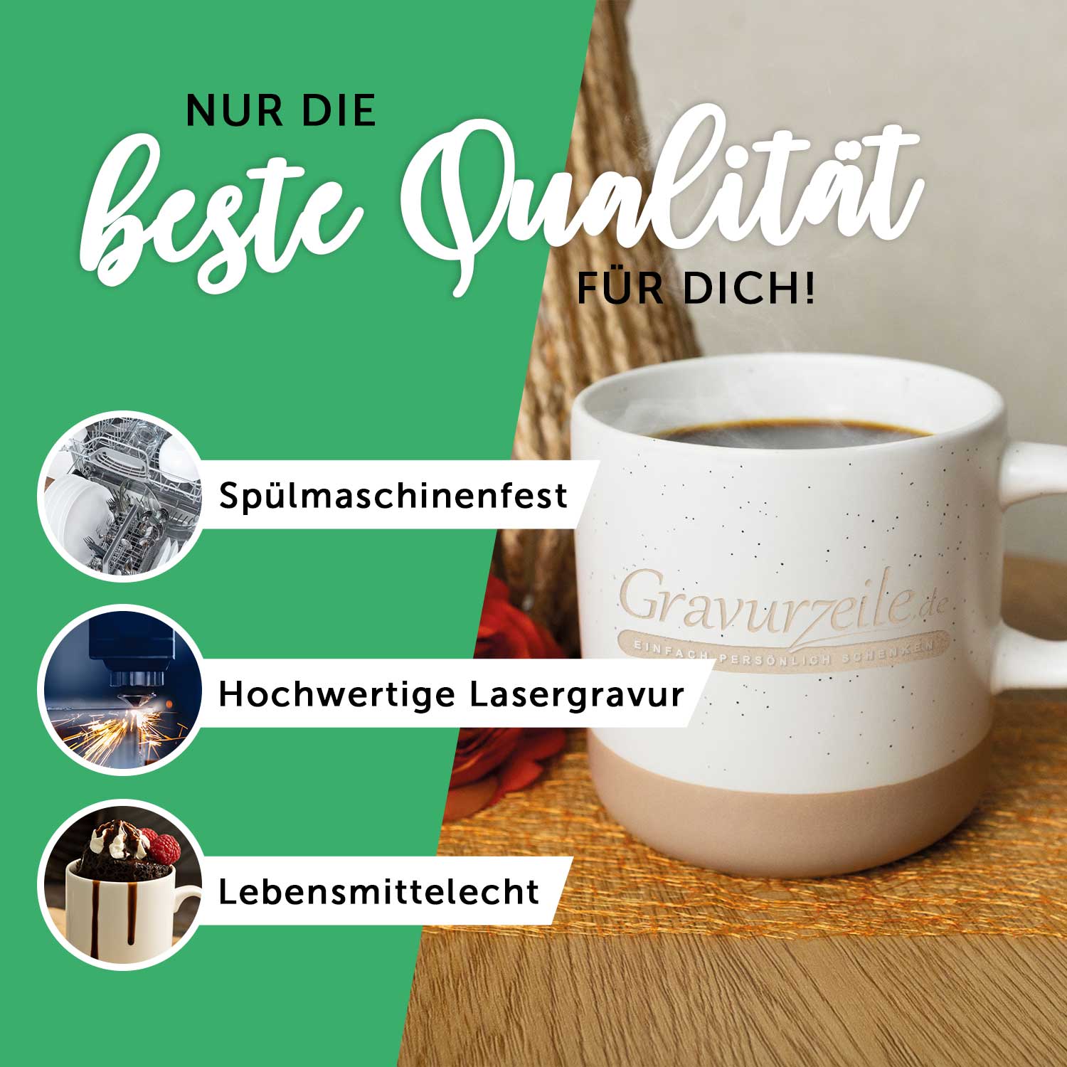 Gravierte Steingut Tasse - Mama Du bist die Beste