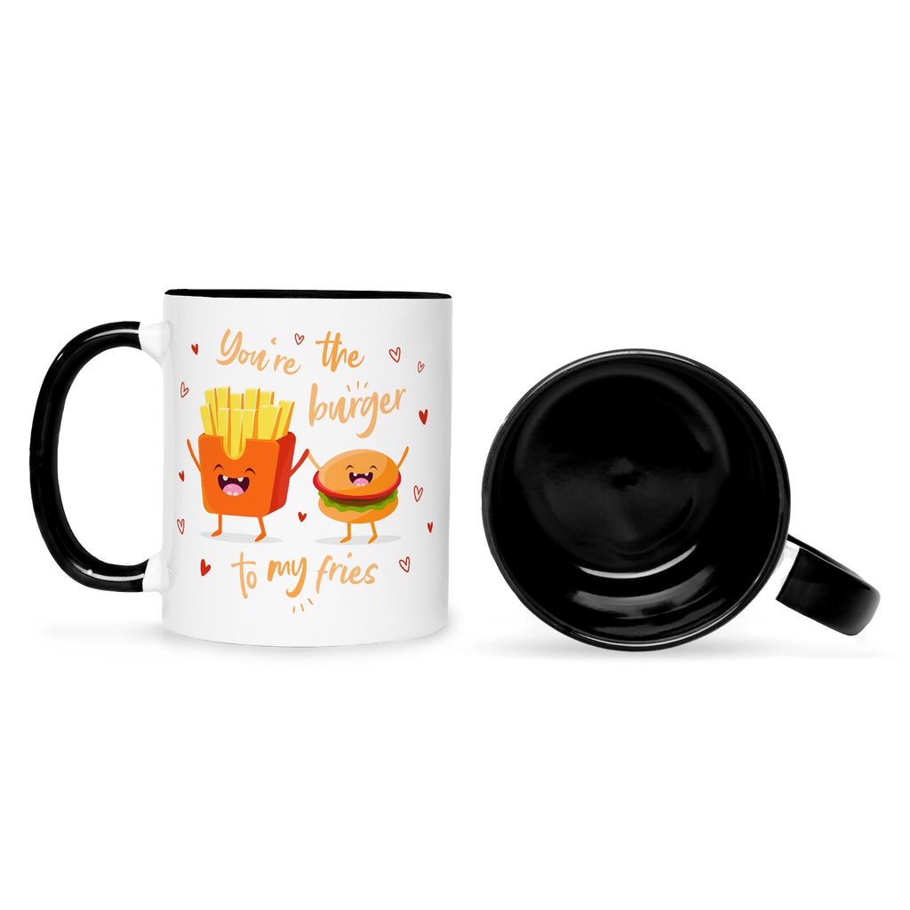 Bedruckte Tasse mit Spruch Burger to my fries