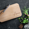 Frühstücksbrettchen mit Gravur - Inklusive Messer -   Personalisiert mit Namen und Wunschtext