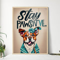 Stay Pawsitive - A Dog Wearing A Blue Jacket