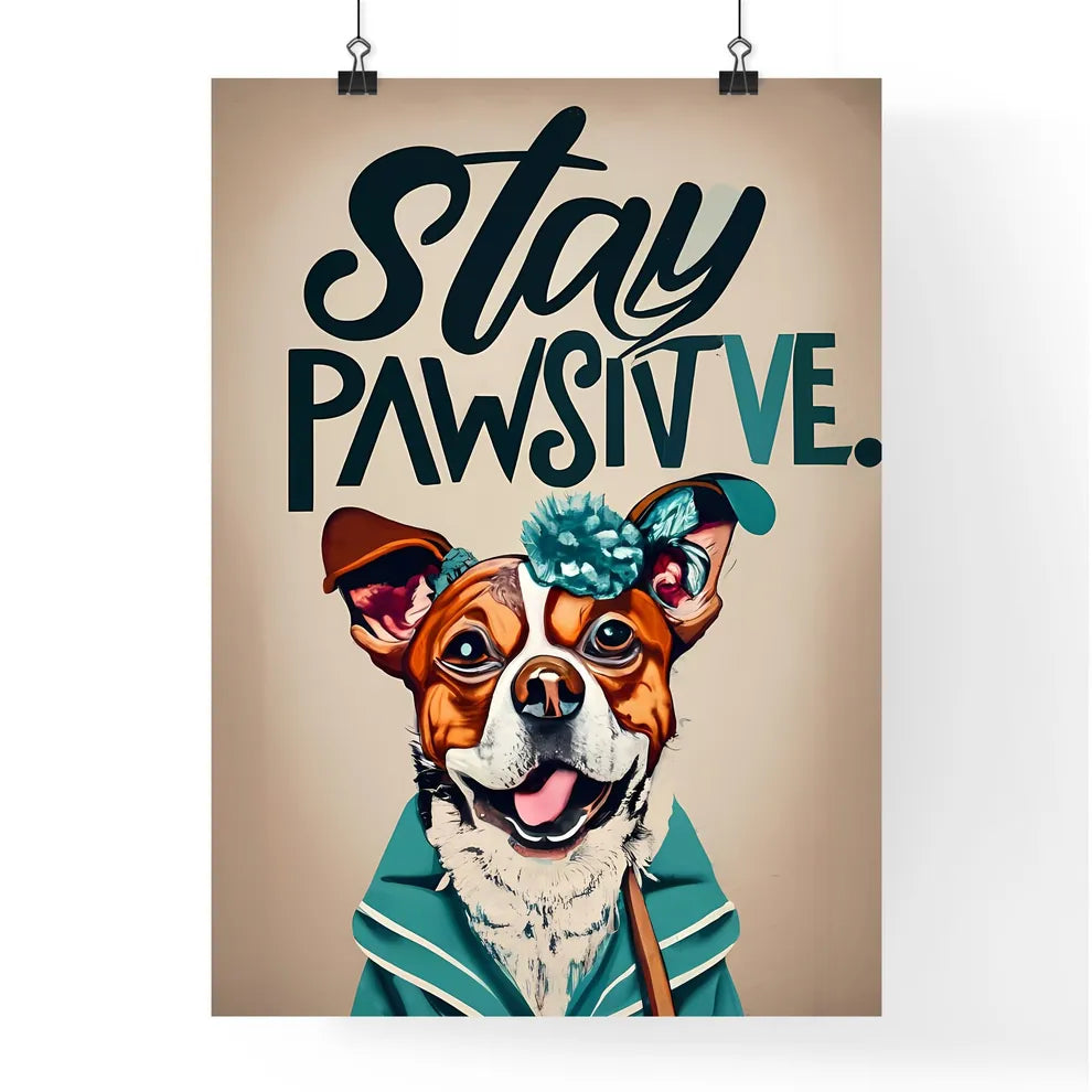 Stay Pawsitive - A Dog Wearing A Blue Jacket