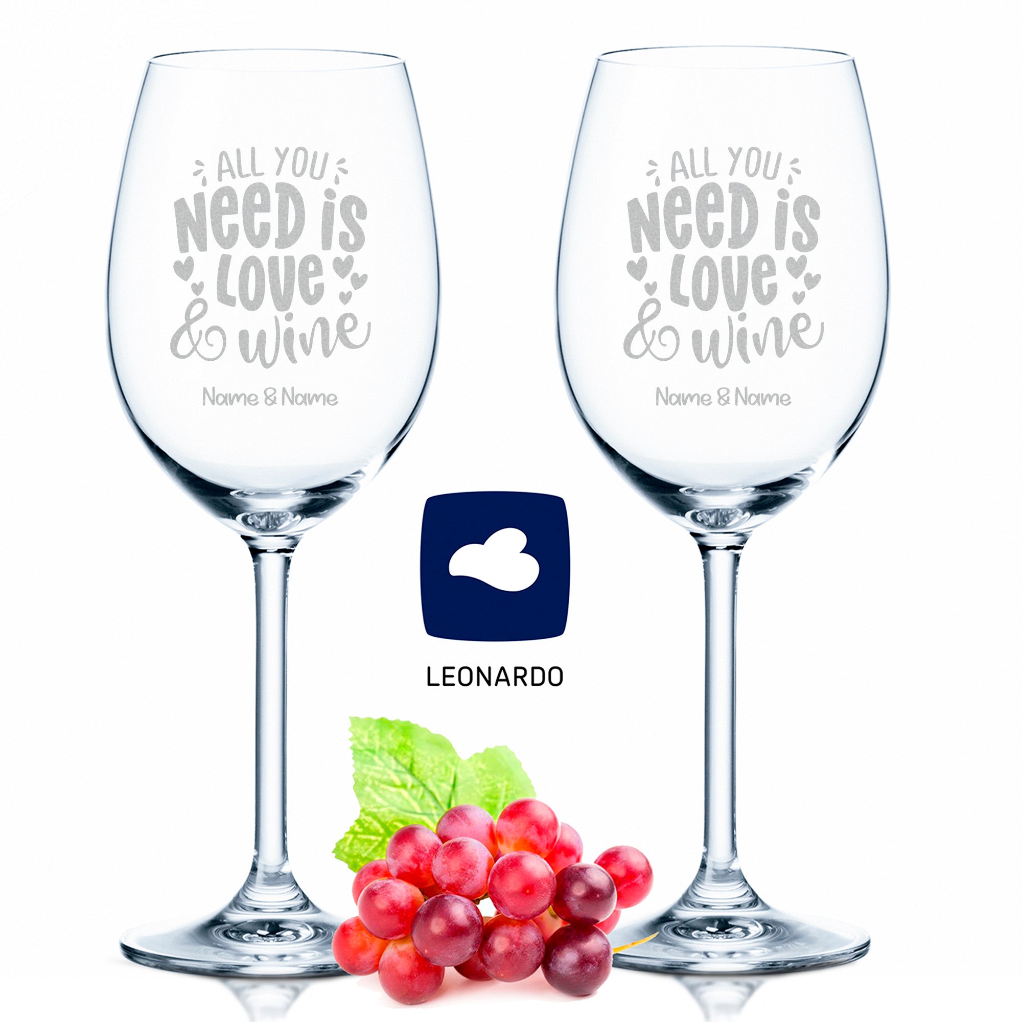 Leonardo Weingläser mit Gravur "All you need is Love and Wine"