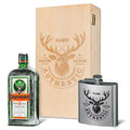 Flachmann aus Edelstahl Geschenkset - personalisiert mit Jägermeister im Set