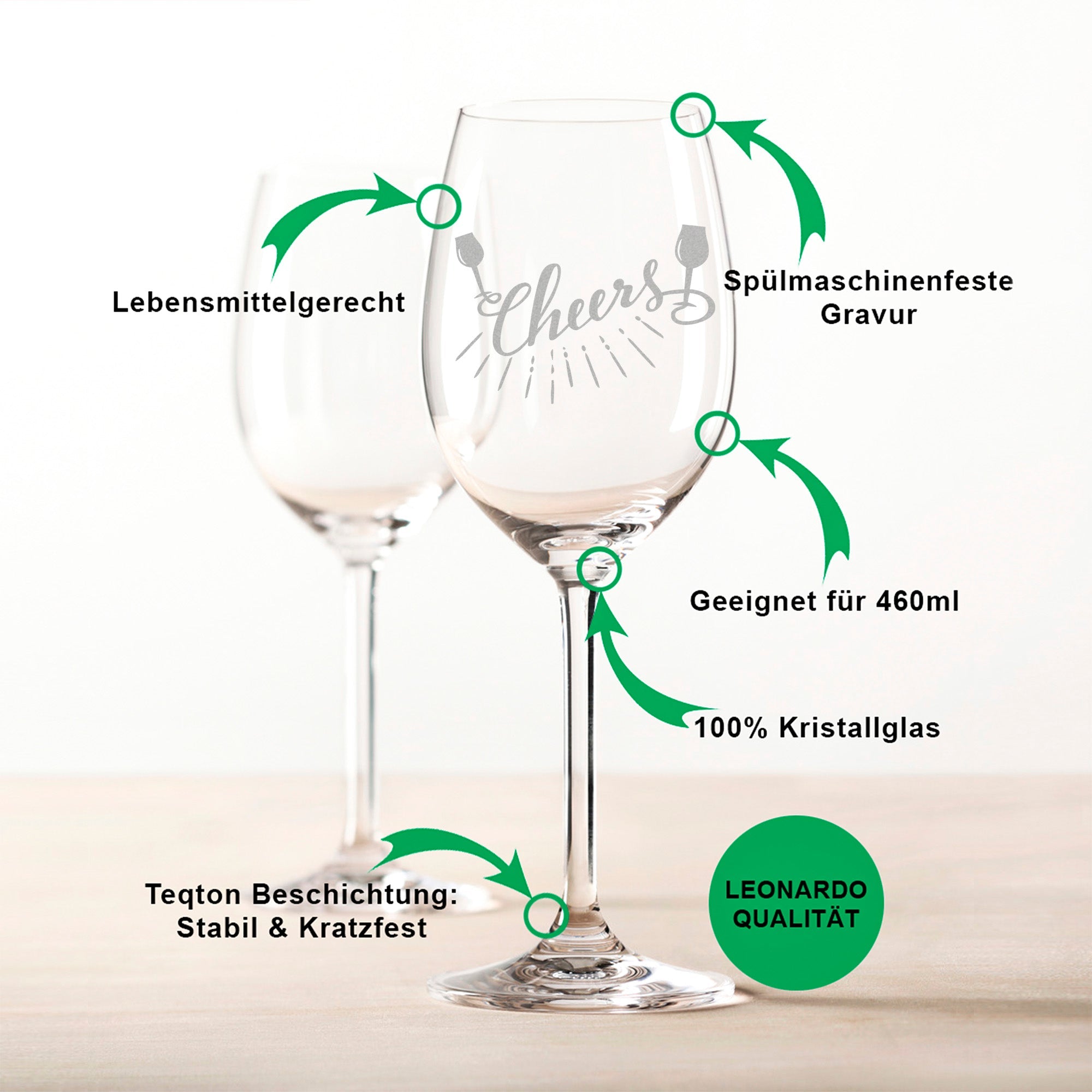 Leonardo Weinglas mit Gravur "Cheers"