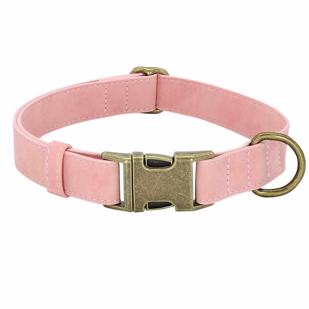 Edles Hundehalsband im Vintagelook mit Messingschnalle und kostenloser Gravur Name und Telefon