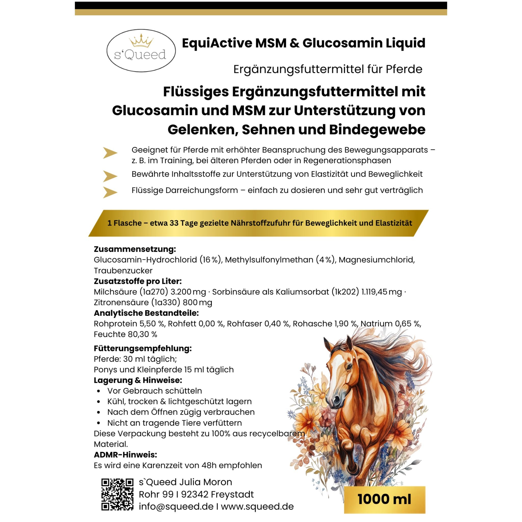 EquiActive MSM & Glucosamin Pferd Liquid 1000ml