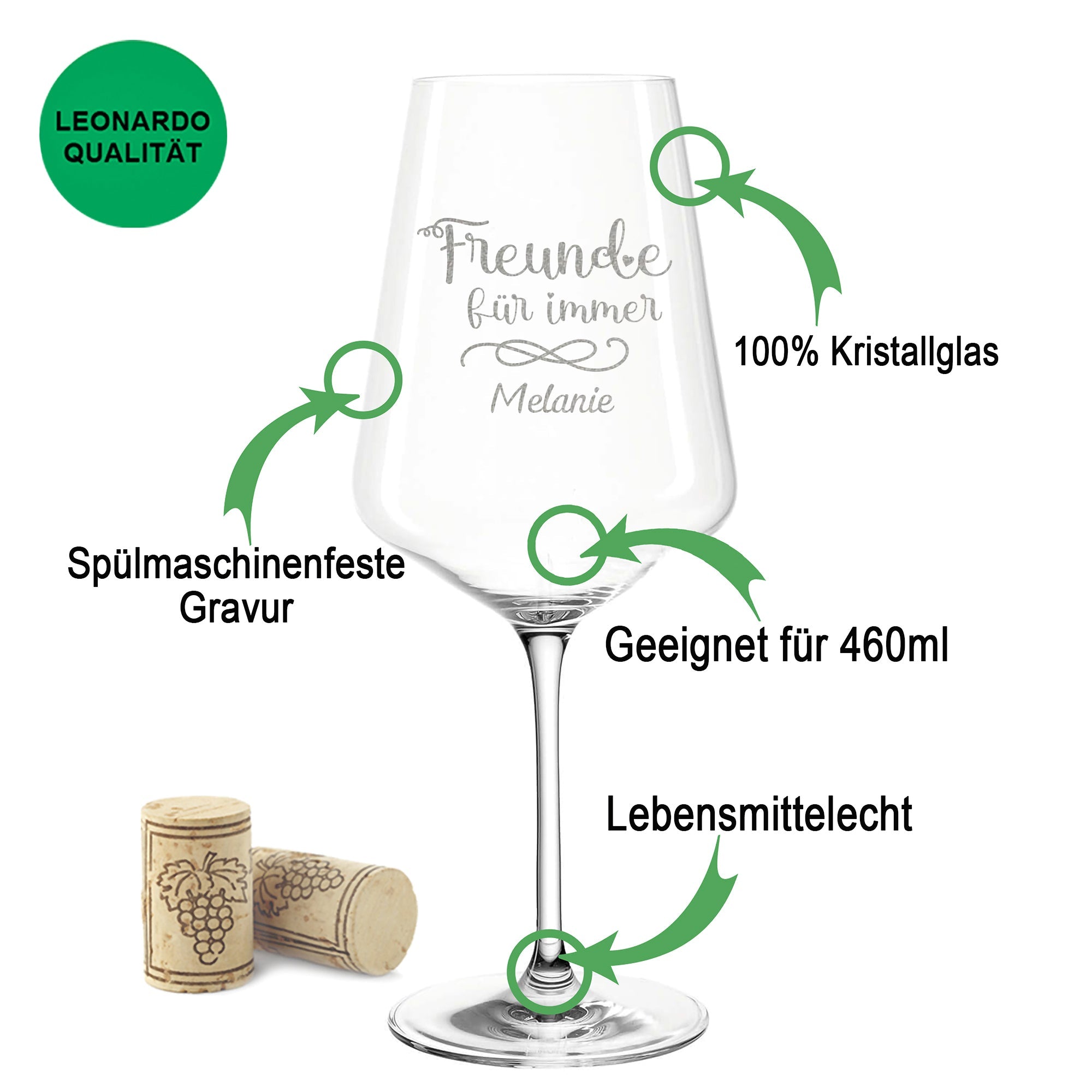 Leonardo Weingläser "Freunde für immer" mit Namen Gravur im Set