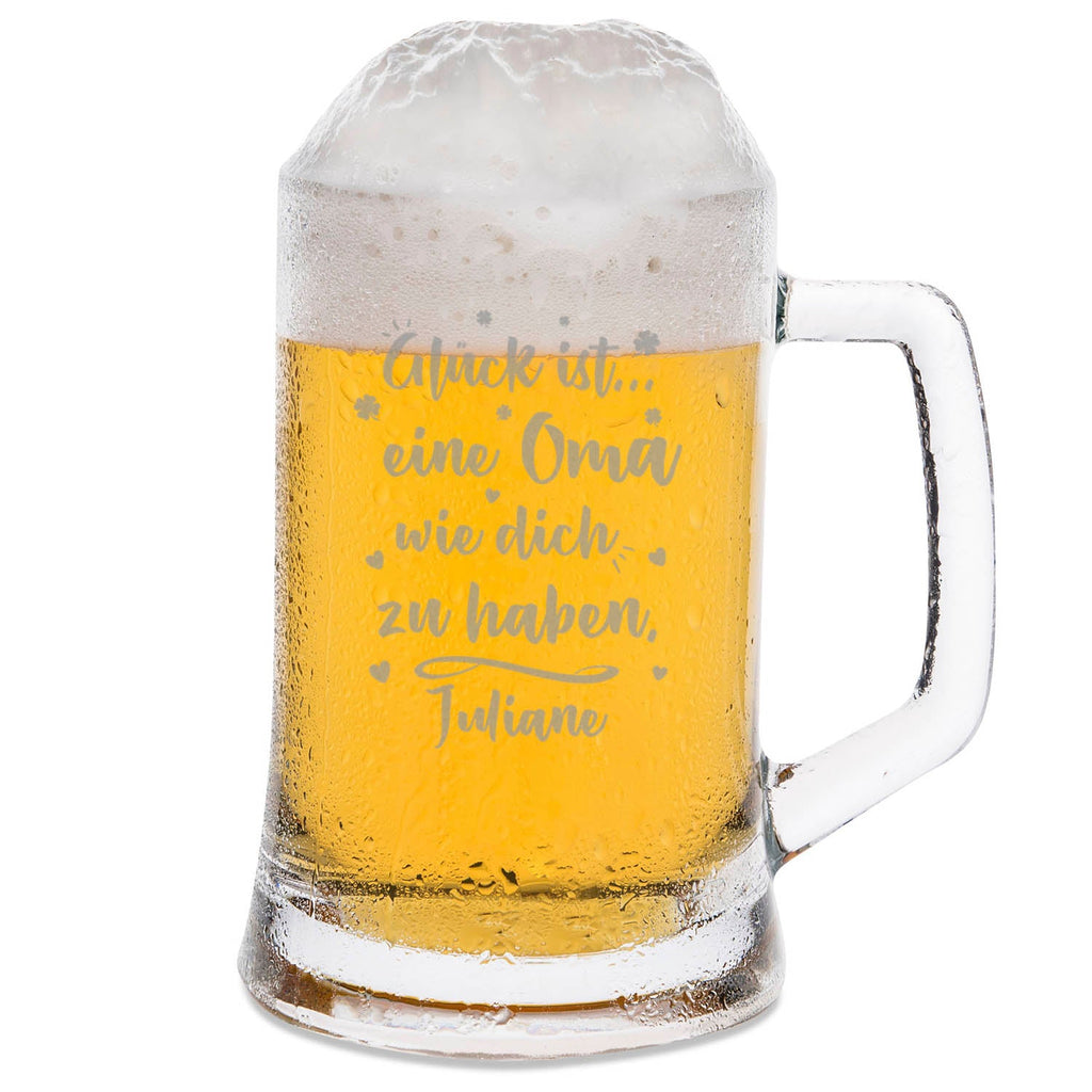 Montana Bierkrug mit Gravur "Glück ist eine Oma" mit Name